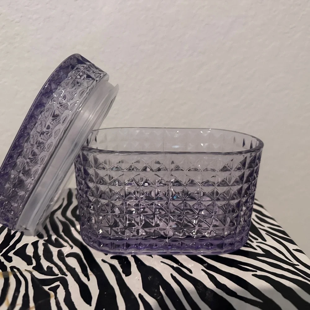 Elegant Purple Glass Vanity Trinket box